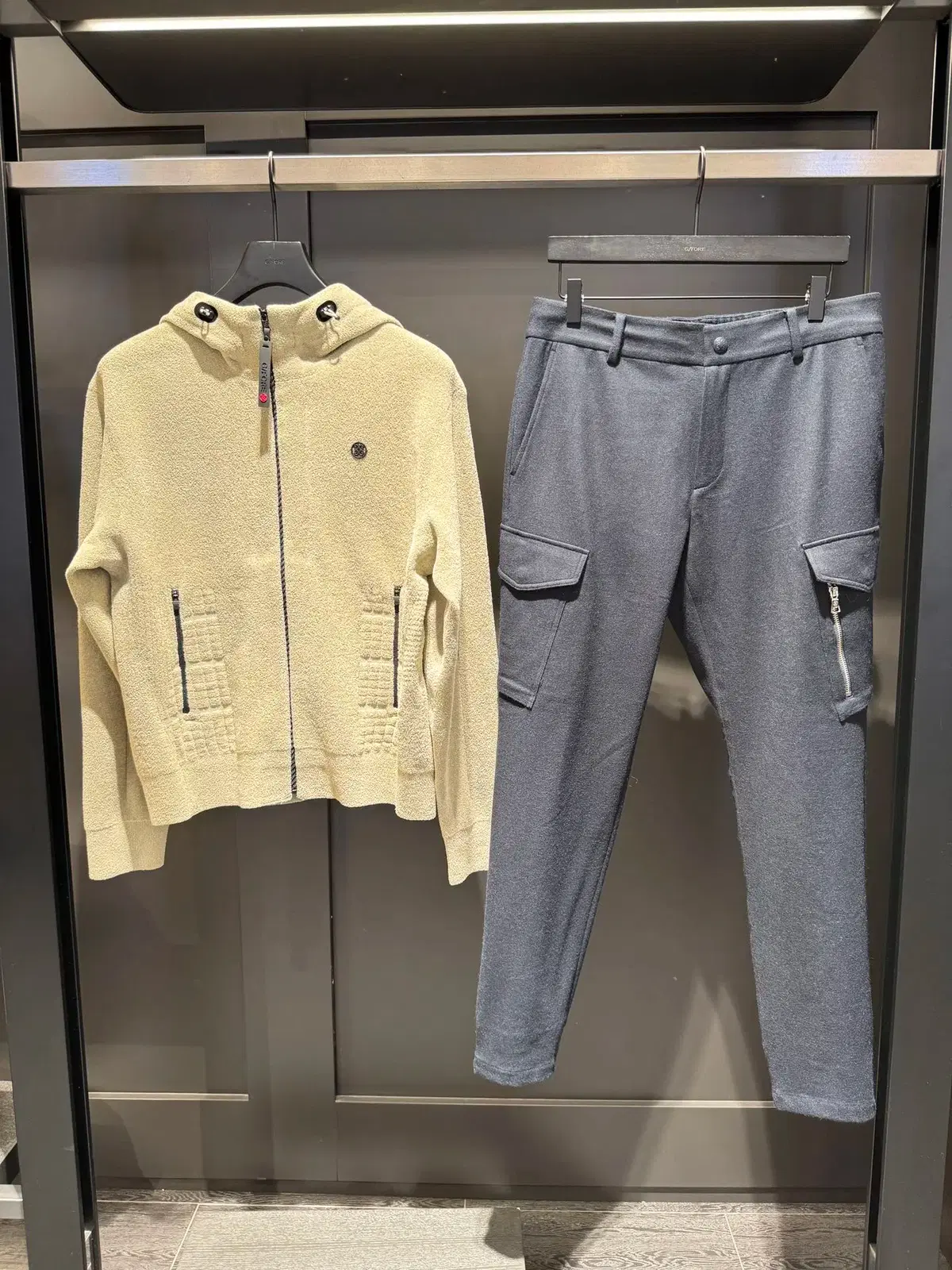 メンズゴルフウェアジッパー付きベルベットニットフード付きジャケット